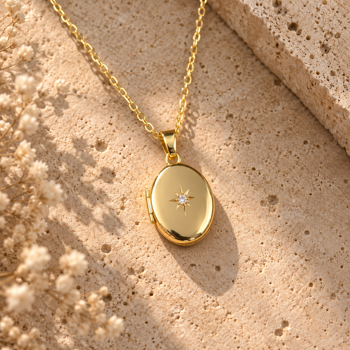 Zirkonia Medaillon Oval, 333 Gold