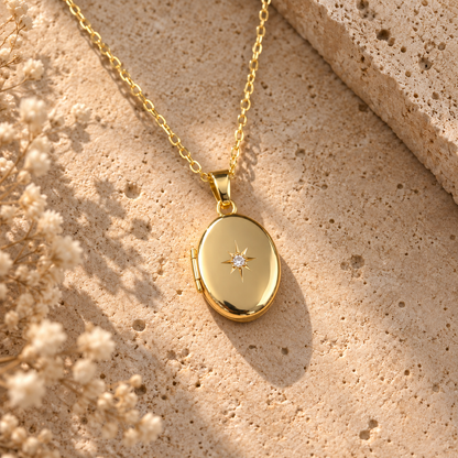 Zirkonia Medaillon Oval, 333 Gold