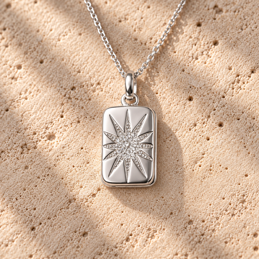 Stern Medaillon Silber mit Zirkonia