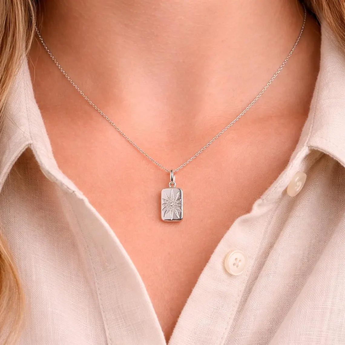 Stern Medaillon Silber mit Zirkonia
